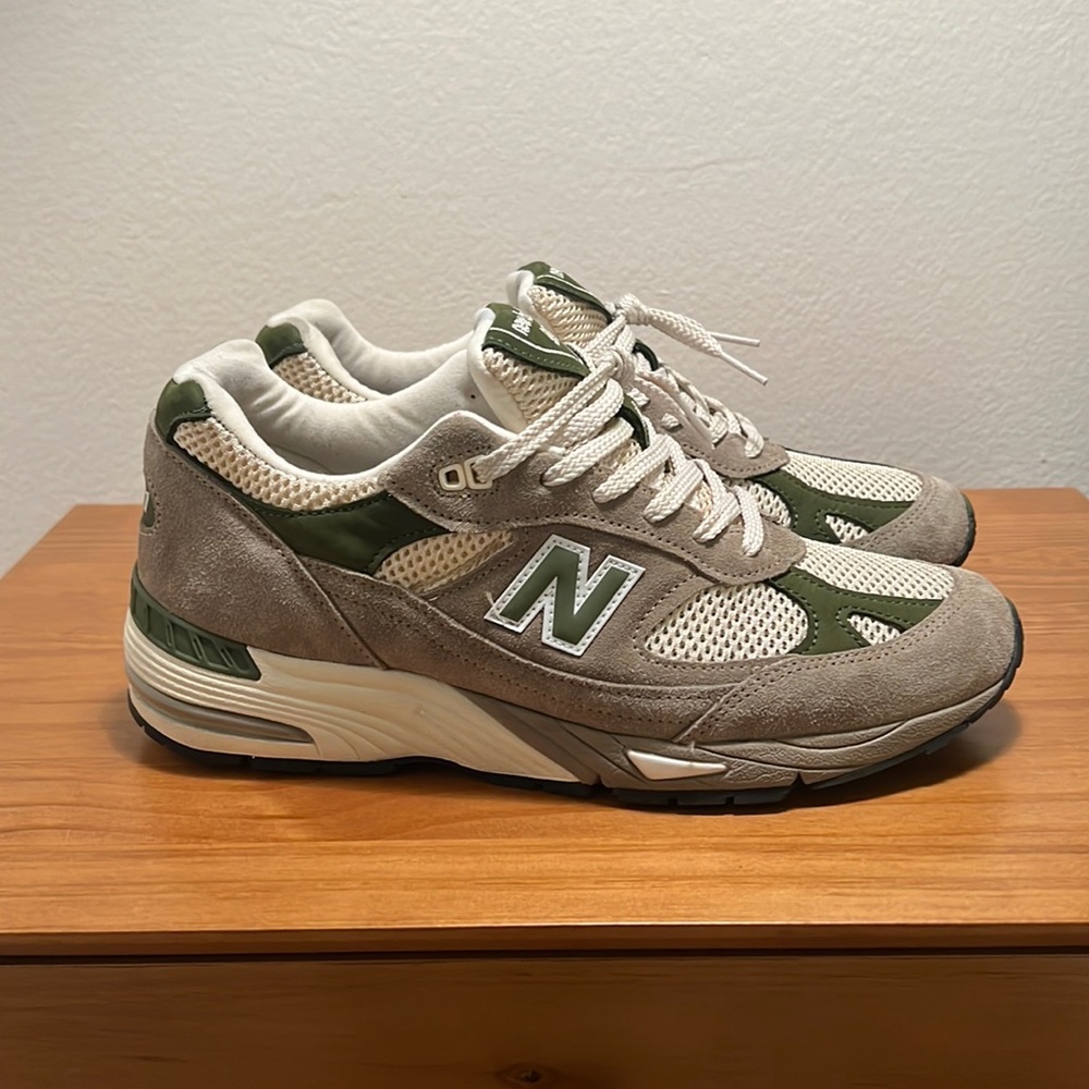 New Balance 991 ALD, Grey & Olive, Made in UK, Size 9.5, **NO BOX**